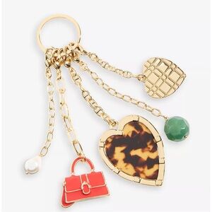 NIB! ON:34th Gold-Tone and Tortoise Heart Charm Key Holder